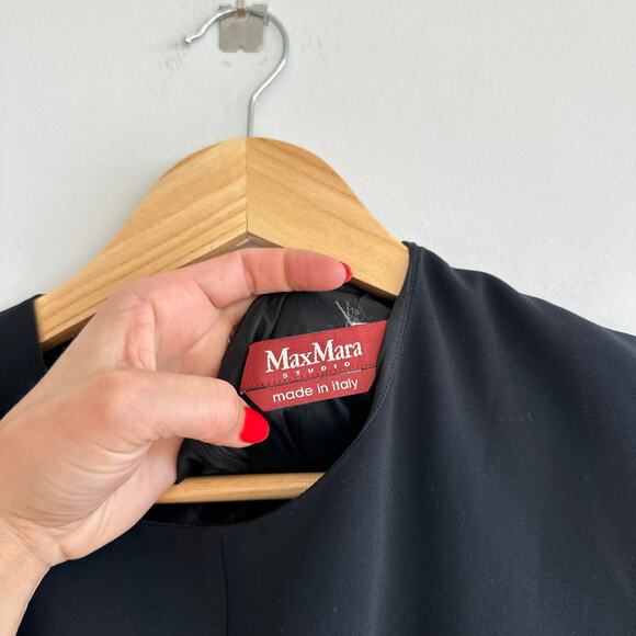 MaxMara Twist Front Short Sleeve Empire Waist Mini Dress Black S - Picture 5 of 8